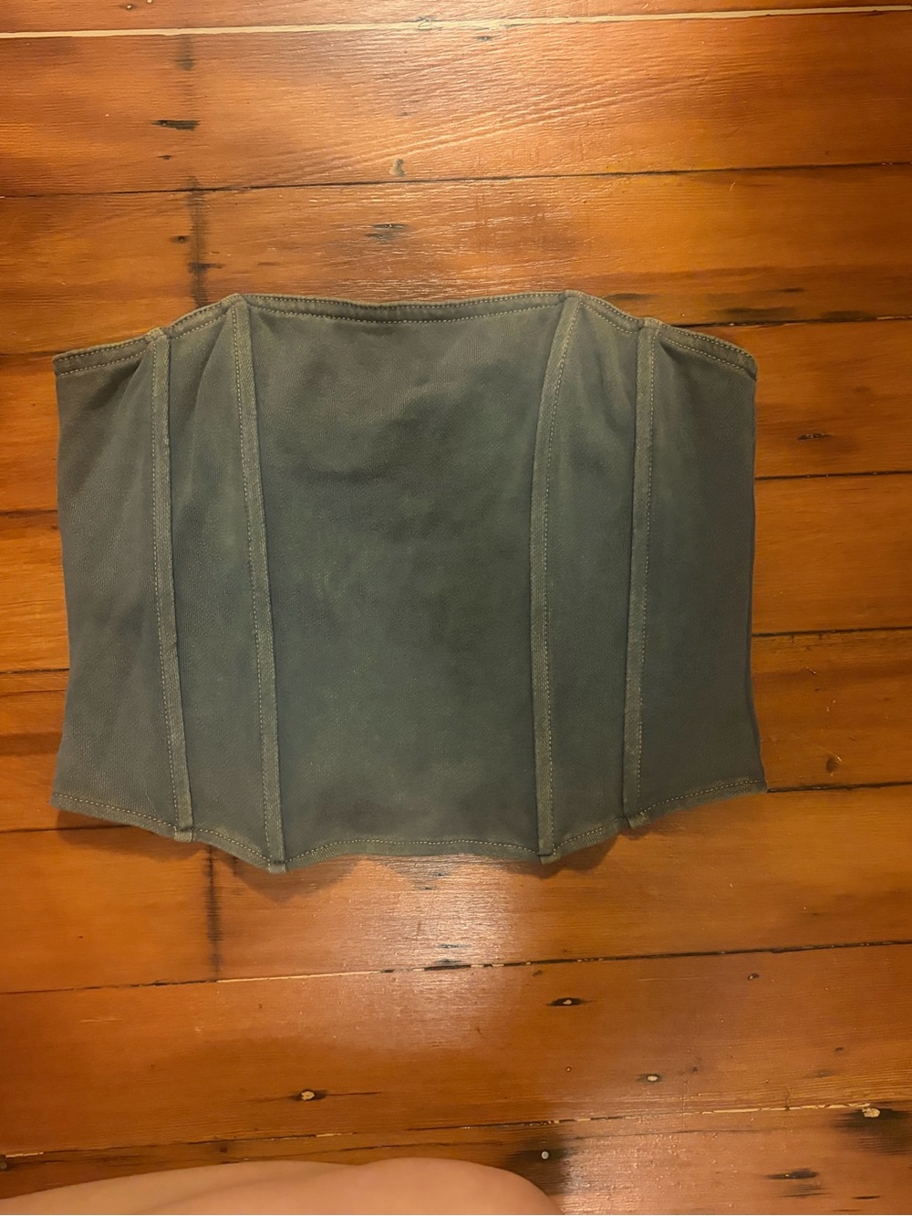 Grey terry corset crop top with boning